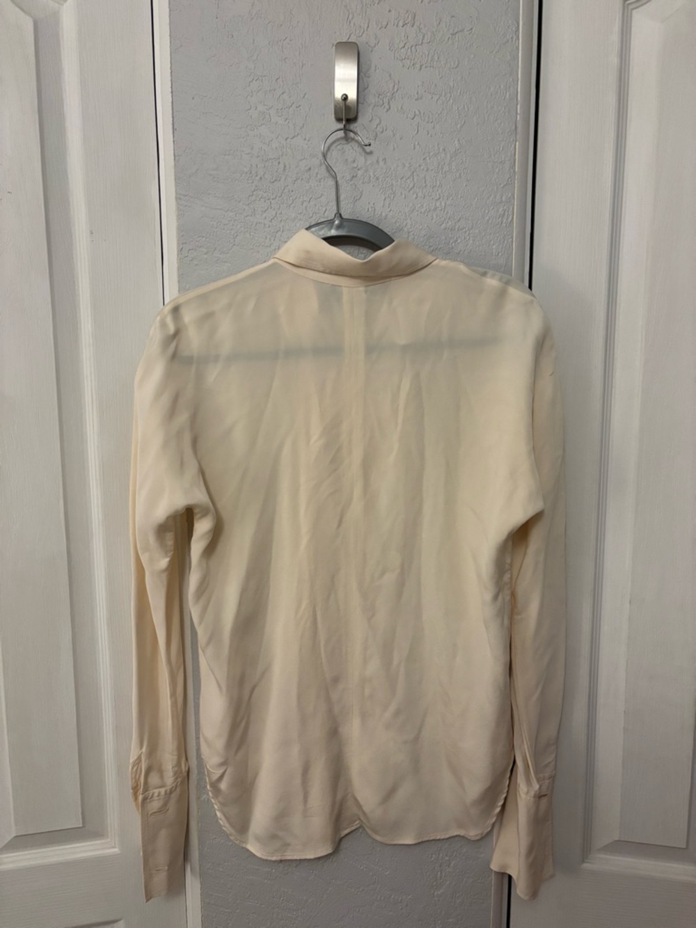 Vintage Ralph Lauren Ivory 100% Silk Double Breast Blouse Size 4 Dolman Sleeves - Picture 2 of 5